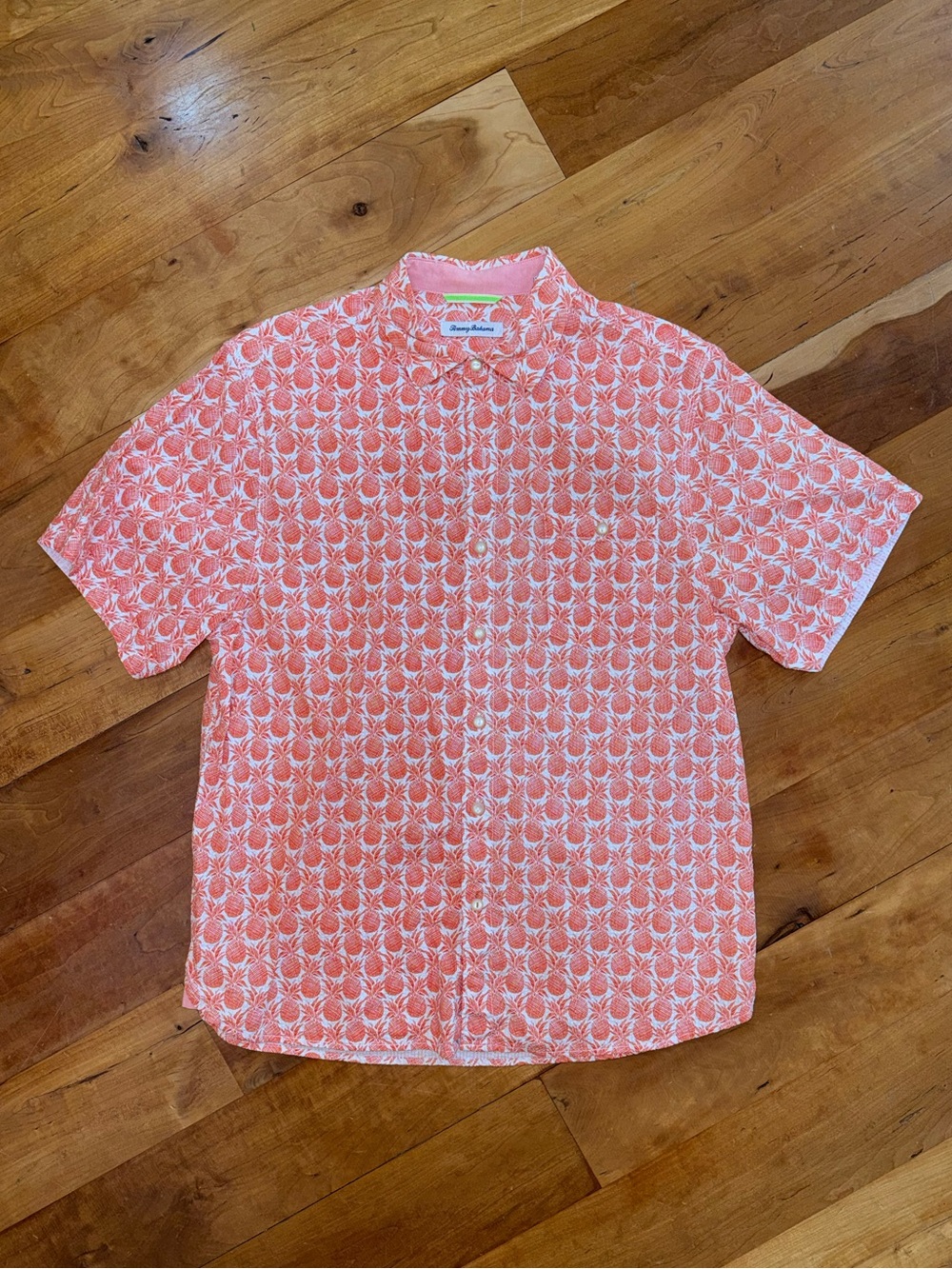 Tommy Bahama Orange Pineapple Print Short-Sleeve Shirt - Large